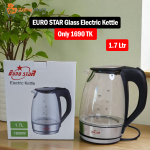 EURO STAR 1.7L Glass Electric Kettle (ES-243A) - Durable & Stain Resistant - Image 3