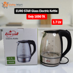 EURO STAR 1.7L Glass Electric Kettle (ES-243A) - Durable & Stain Resistant - Image 4